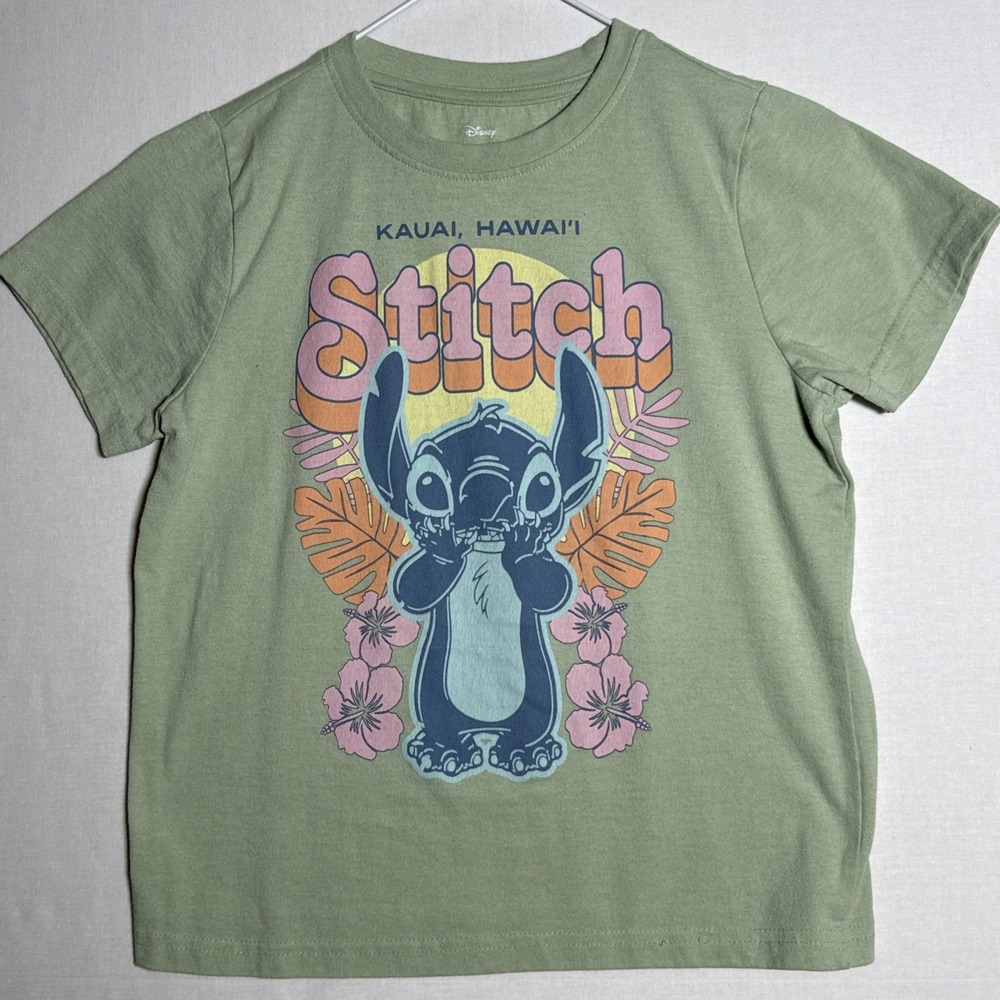 Girls Large Stitch Tee Disney Lilo & Stitch Sage Green